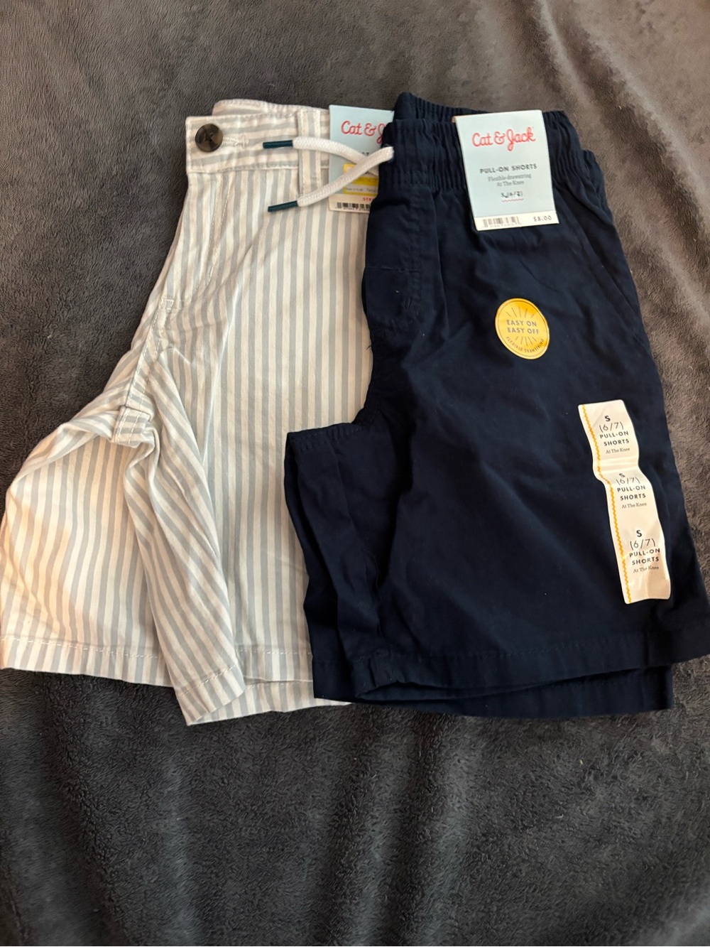 Cat & Jack Navy Pull-On Shorts and Cream Striped Skort